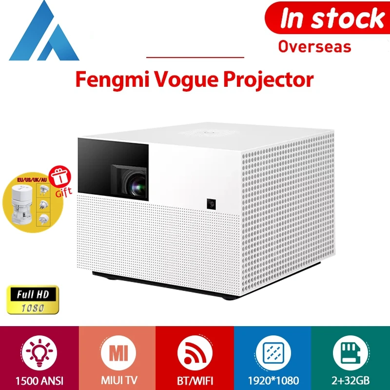 мини Проектор проэктор Fengmi Vogue Full HD 1080P 8K DLP 1500ANSI 2 ГБ 32 MIUI ТВ Bluetooth WIFI для домашнего