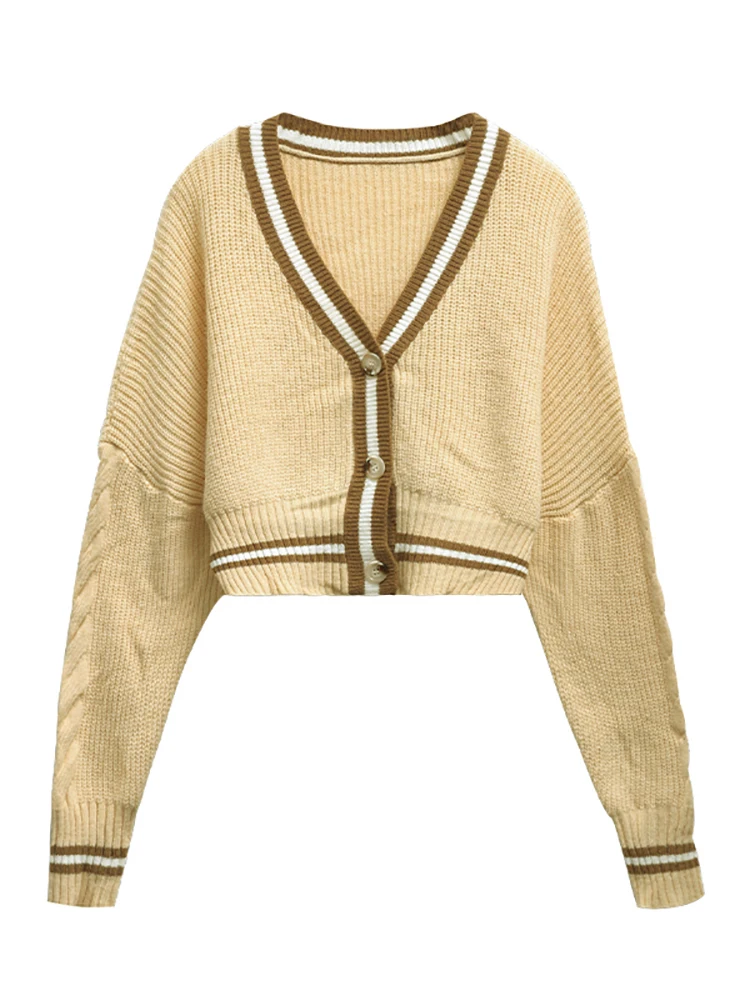 

Sweater women's autumn and winter wear new v-neck long-sleeved knitted cardigan jacket women's loose sweater short jacket