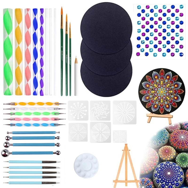 

40pcs/set Mandala Dotting Tools for Painting Rock Stone Stencil Acrylic Stick Brush