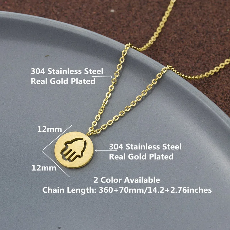 

2021 New Fashion Gold Choker Stainless Steel Necklaces Hollow Heart Palm Dream Catcher Pendant Necklace Clavicle Chain Jewelry