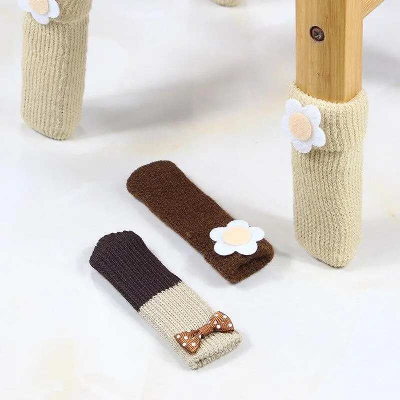 

4pcs/lot Double Knit Anti Slip Mat Bumper Damper Cute Flower Furniture Leg Feet Rug Caps Pads Chair Leg Socks Table Protector