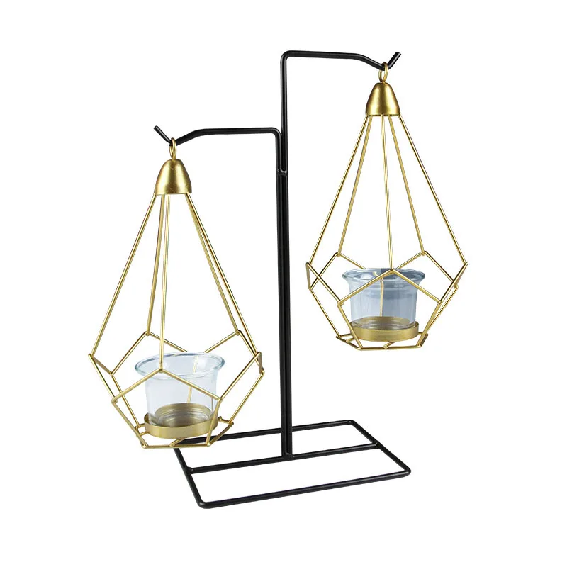 1 шт. Ins скандинавские геометрические железные подсвечники Золотая люстра