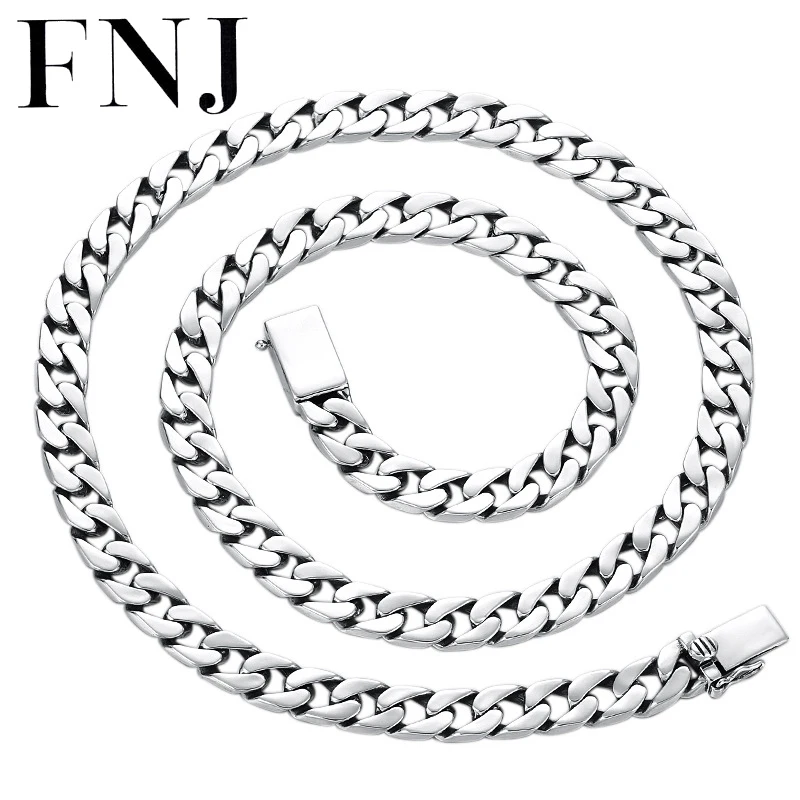 

Ожерелье FNJ из серебра 925 пробы для мужчин и женщин, цепь крупного размера 7 мм, из тайского серебра пробы, от 50 см до 65 см