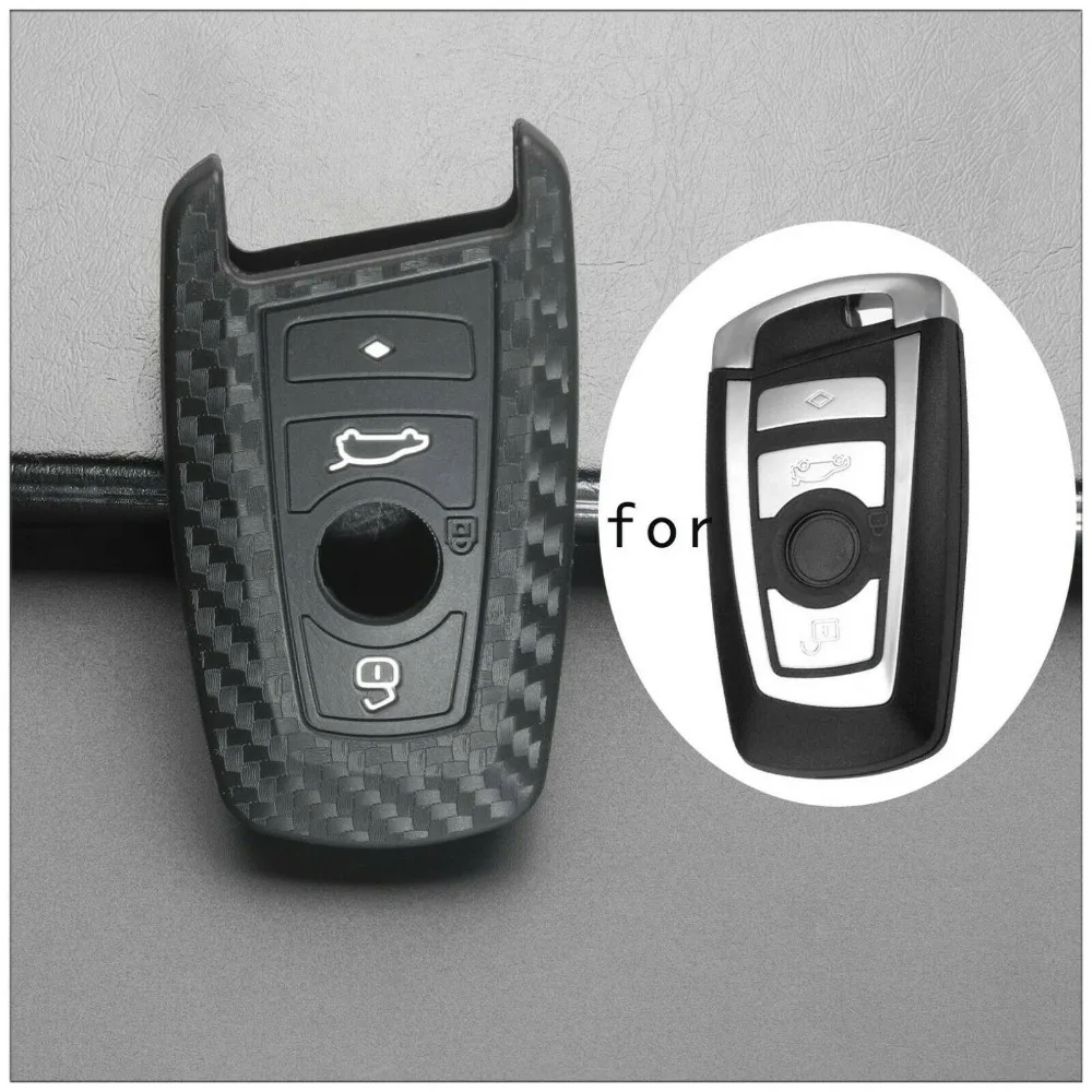 Силиконовый чехол для ключей из углеродного волокна BMW 520 525 730li 740 118 320i 1 3 4 5 7 Series X3