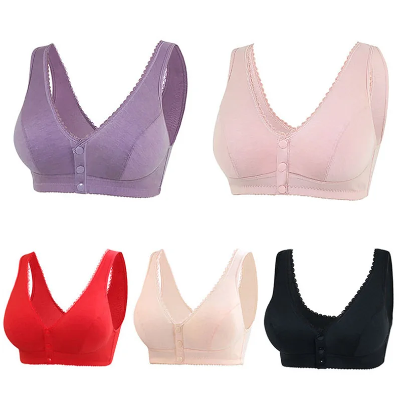 

Women's Front Closure Bra Leisure Comfortble Breathable Underwear Wide Shoulder Strap Bralette Plus Size Elastic Vest Brassiere