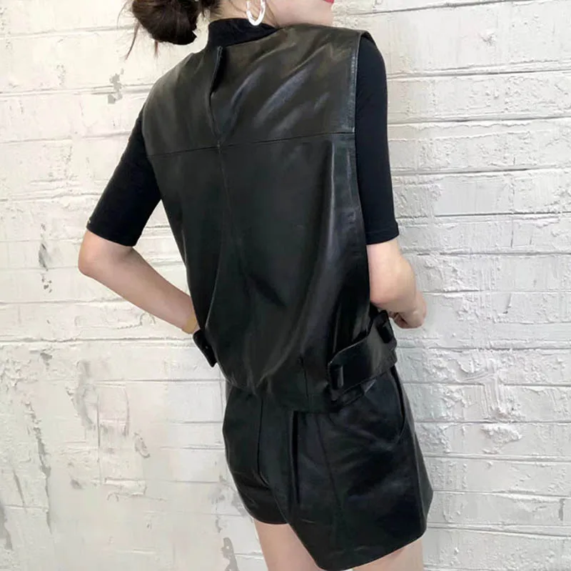 jaqueta feminina folgada sem mangas colete curto streetwear outono