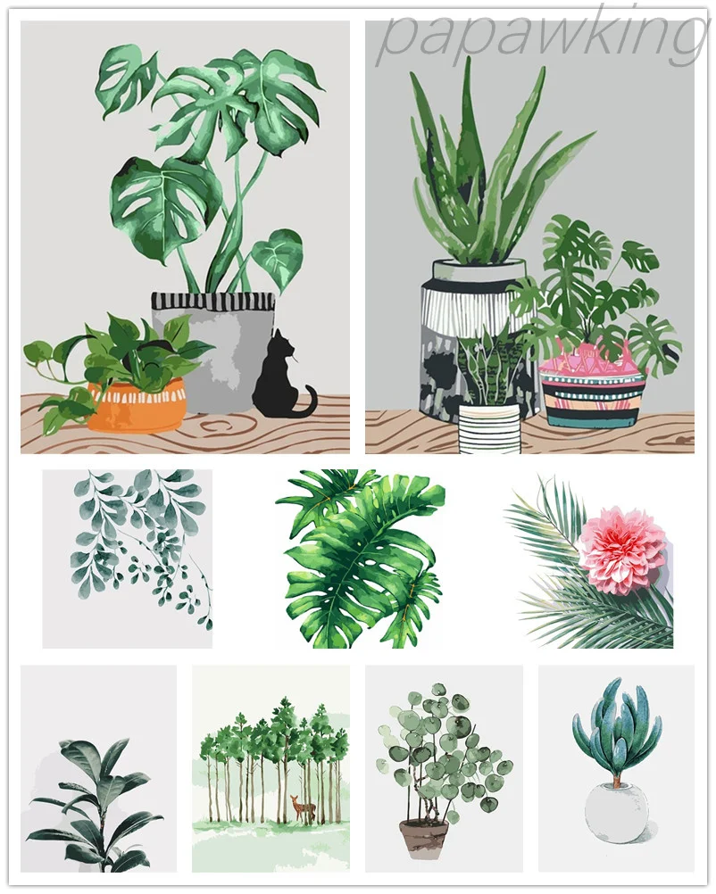 

5D DIY Diamond Painting Full Drill Green Potted Plants Cross Stitch Embroidery Diamond Painting Mosaic Home Wall Decoration