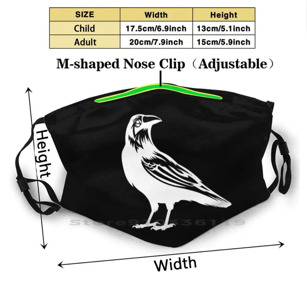 Ворона дизайн подарок многоразовая маска для лица с фильтрами Детская ворона