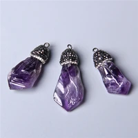 irregular natural purple crystal quartz amethysts stone pendant charm for jewelry making necklace earring handmade findings diy