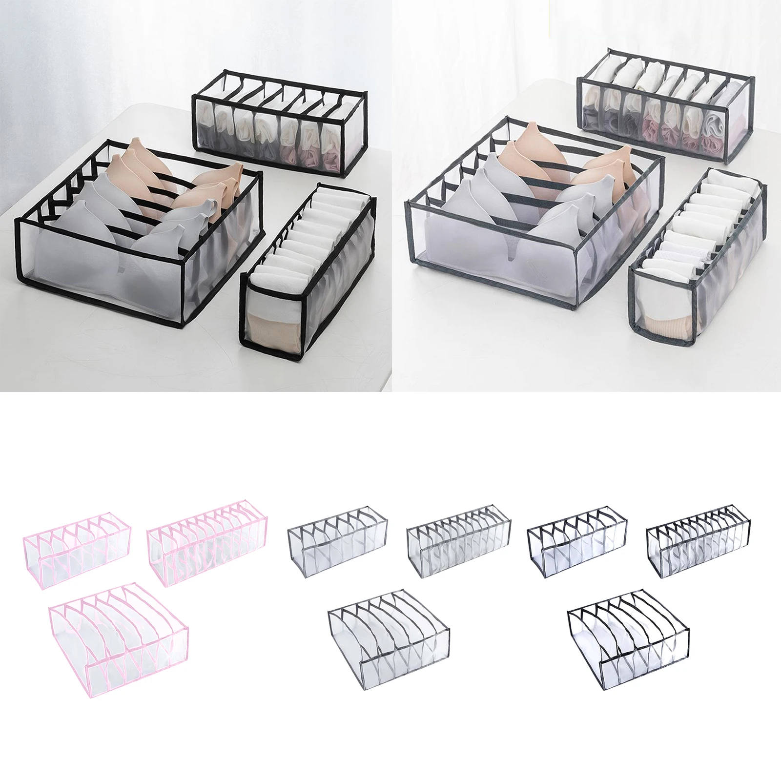 

Portable Mesh Thicken Underwear Drawer Organizer Foldable Closet Socks Underpants Bra Storage