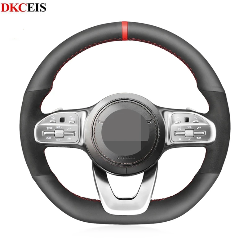Черный кожаный мягкий замшевый чехол рулевого колеса автомобиля для Mercedes Benz A Class