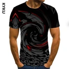 Мужская трехмерная футболка KYKU, летняя футболка с коротким рукавом и круглым вырезом, 2019