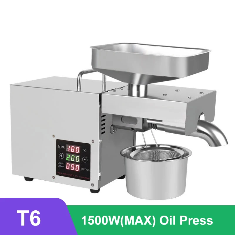 

T6 Oil Presser Oil Press Machine Cold/ Hot Oil Expeller Extractor Organic for Flax Peanut Canola Sesame Sunflower etc