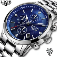 2022 lige watches mens top brand luxury full steel waterproof watch business elite fashion clock men watch relogio masculinobox
