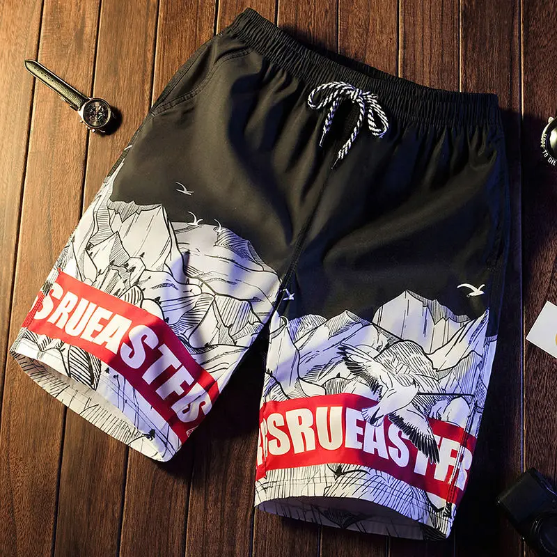 

Casual Shorts Men 's Summer Youth Contrast Color High Elastic Loose Quick-Drying Large Size Couple Shorts