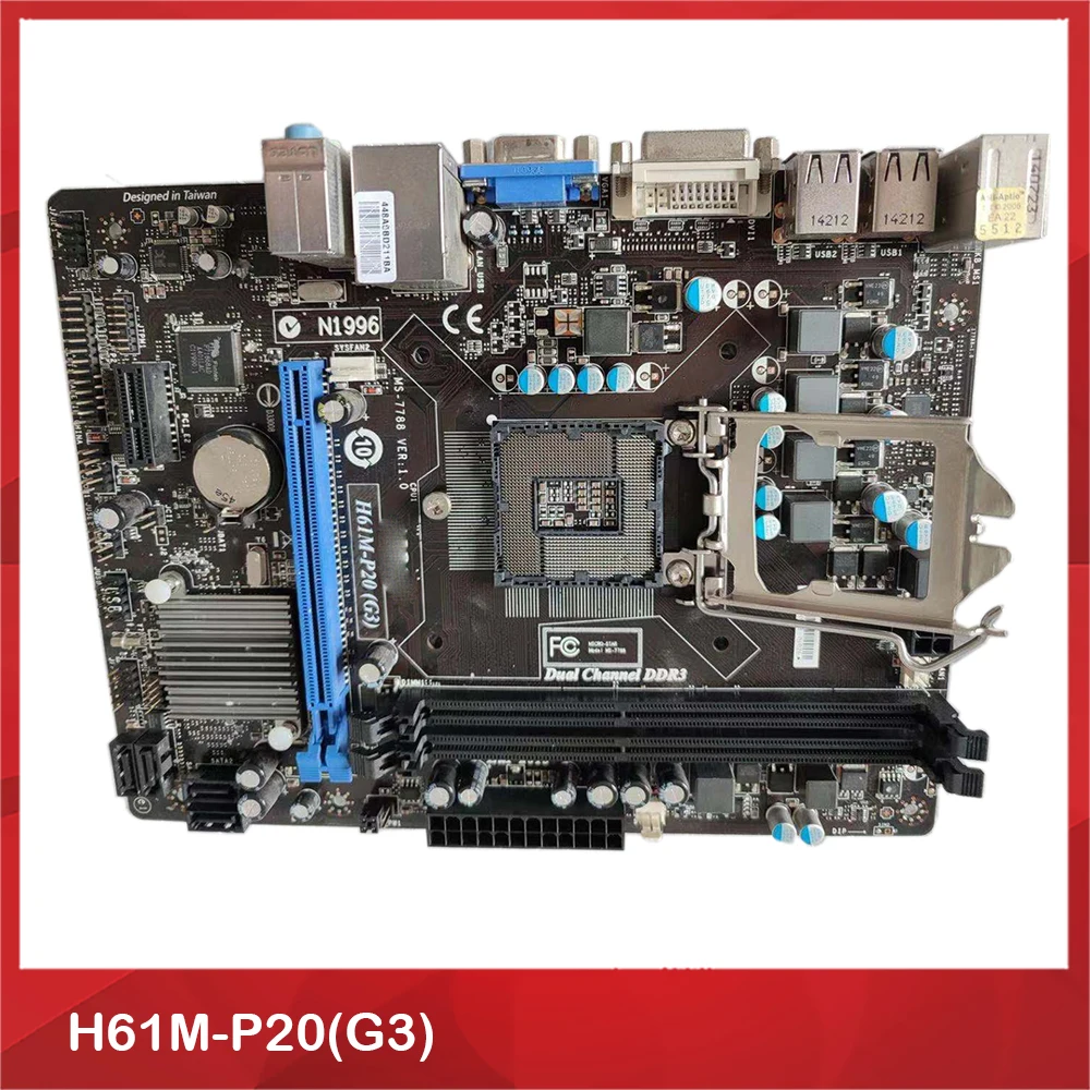 Оригинальная материнская плата для MSI H61M-P20(G3) DDR3 1155 N1996 DVI полностью