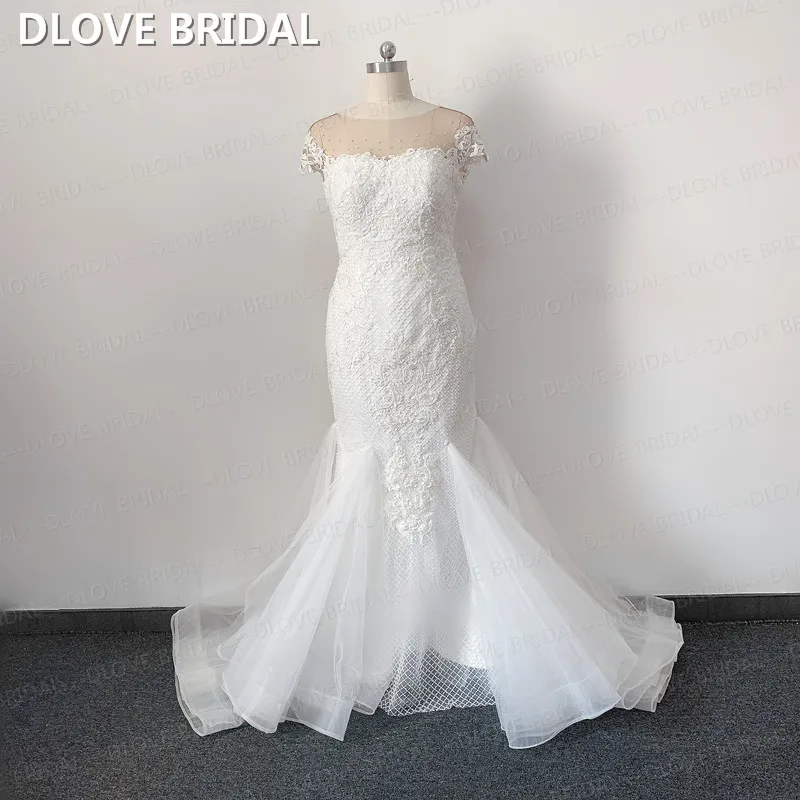 

High Quality Beaded Lace Wedding Dress Detachable Ruffles Mermaid Bridal Gown Factory Custom Made Real Photos
