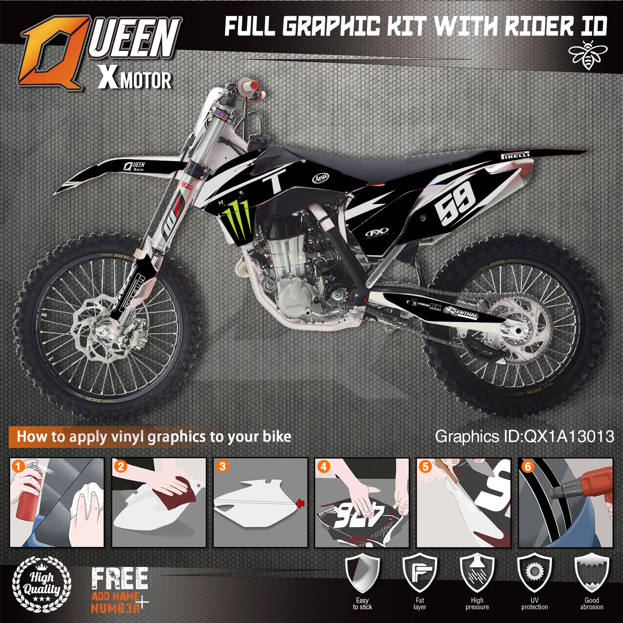 QUEEN X MOTOR Custom Team графические наклейки Набор наклеек для KTM 2013 2014 2015 SX SXF 2016 см |