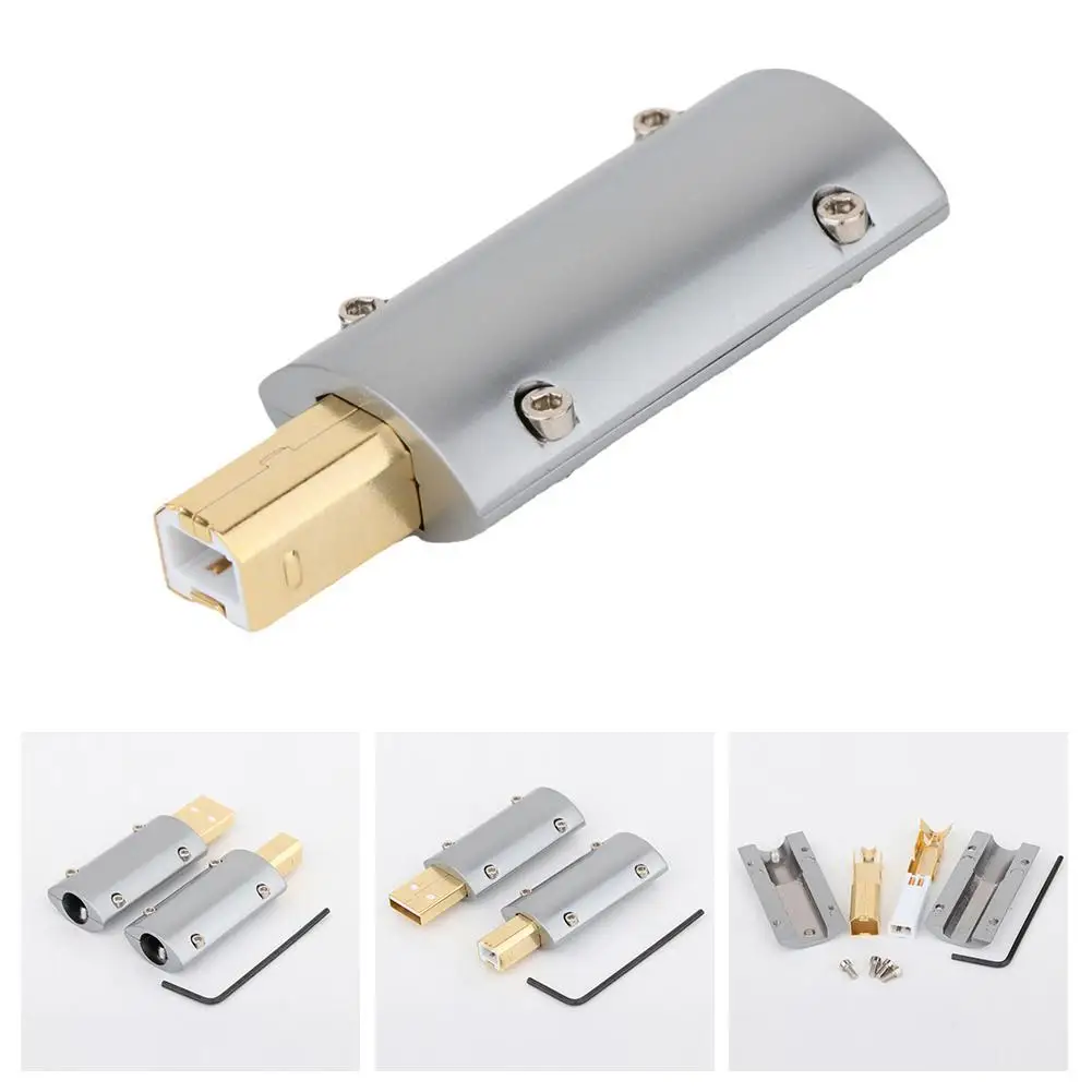 

Phosphor Bronze 24K Gold-plated USB Plug Cable Type A Male 2.0 Terminal Type B Port Decoder Cable For DIY Data Cable