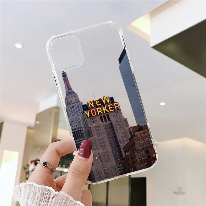 

new york city street Phone Case Transparent for iPhone 6 7 8 11 12 s mini pro X XS XR MAX Plus SE cover funda