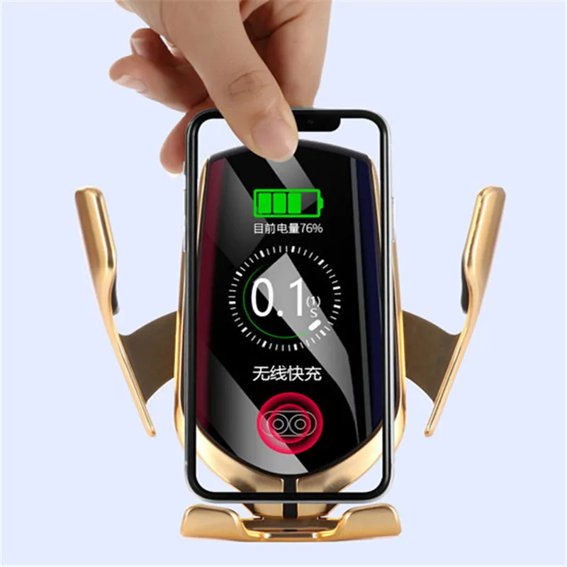 automatic clamping infrared auto induction qi car wireless charger stand fast charging for iphone 11 pro max xs samsung s10 s20 free global shipping