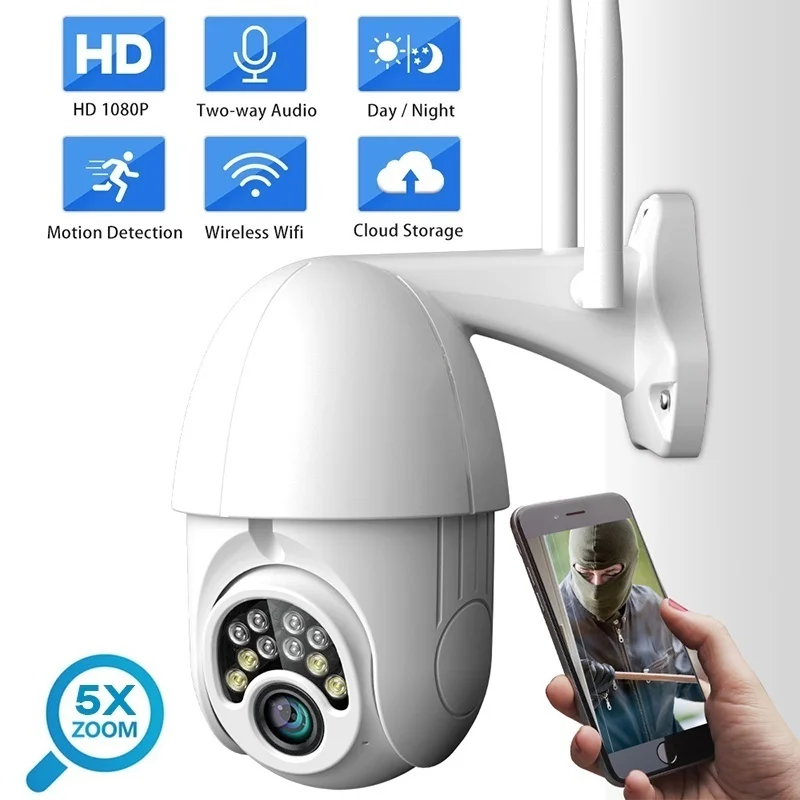 Камера видеонаблюдения IP с Onvif WiFi 2MP 1080P Беспроводной Скорость купольная PTZ CCTV ИК