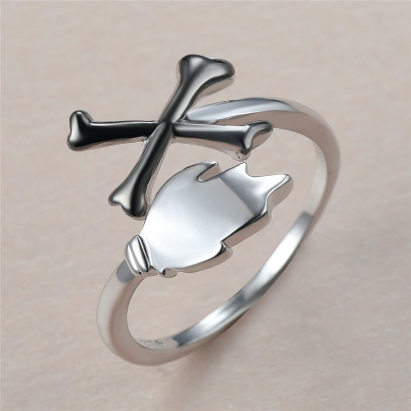 

Hip Hop Male Female Metal Thin Open Ring Charm Silver Color Fire Wedding Ring Trendy Black Enamel Engagement Rings For Women Men