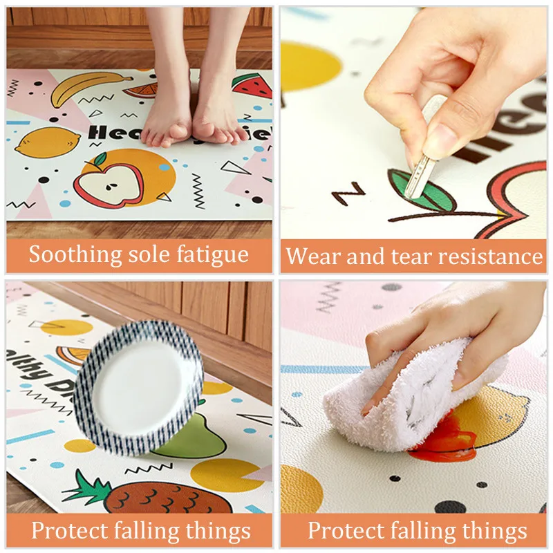 RFWCAK Kitchen Carpets PVC Leather Floor Mats Floor Carpets Doormats Waterproof Oilproof Tapete Kitchen Rugs Door Mat Home Decor