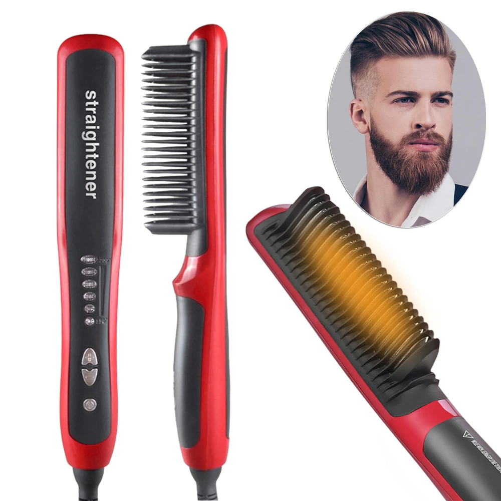 

Electric Hair Straightener Professional Straight Hair Comb Brush Fast Heated Ceramic Beard Straightening Brush