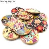 10pcs 30mm mix wood flower 2 hole wooden buttons for clothing sewing botones decorativos crapbooking crafts home decor