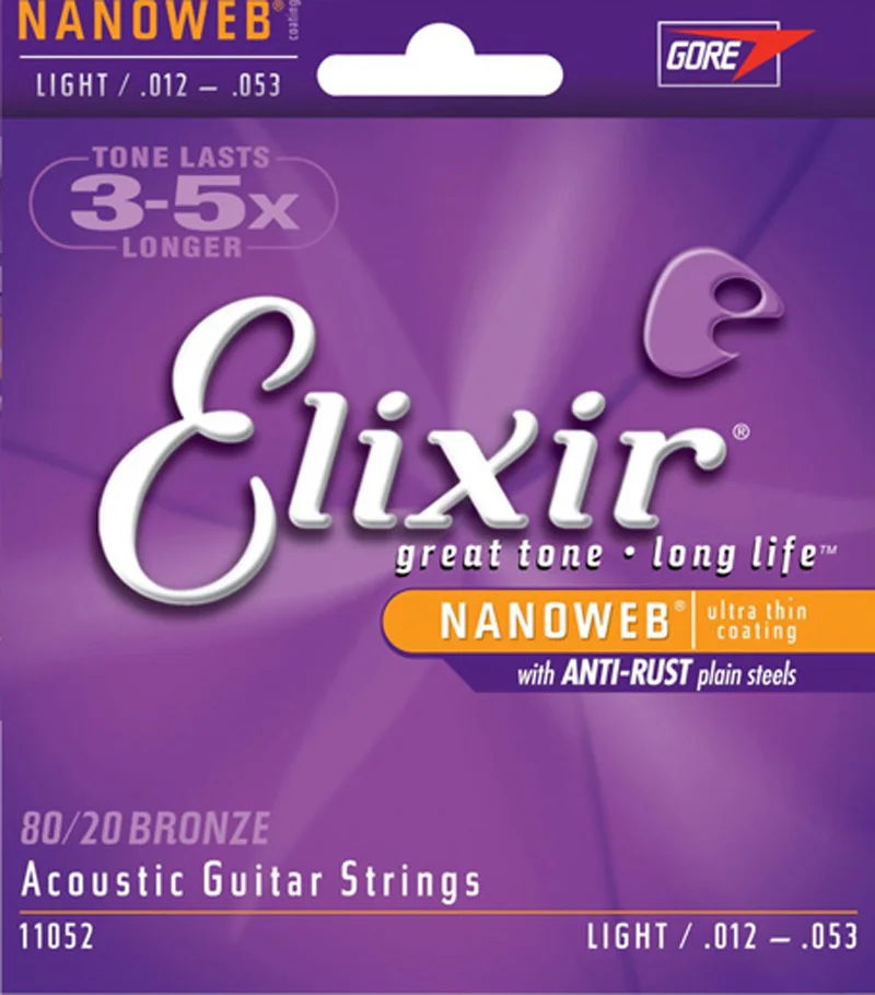 Elixir Nanoweb поливеб покрытие 80/20 бронзовая Нержавеющая Сталь Струны для акустической гитары