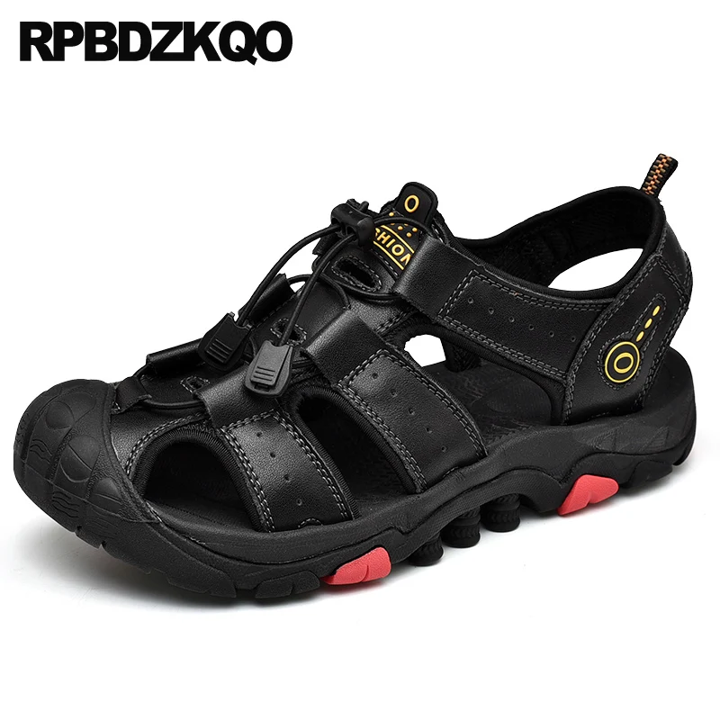 

Large Size Waterproof Beach Fashion Flat Black Outdoor Water 2021 Plus Leather Brown Sandals Designer Shoes Men High Quality 46