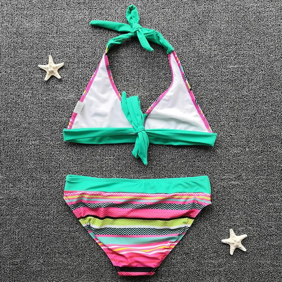 Женский купальник бикини в полоску с разрезом|Комбинезоны| |