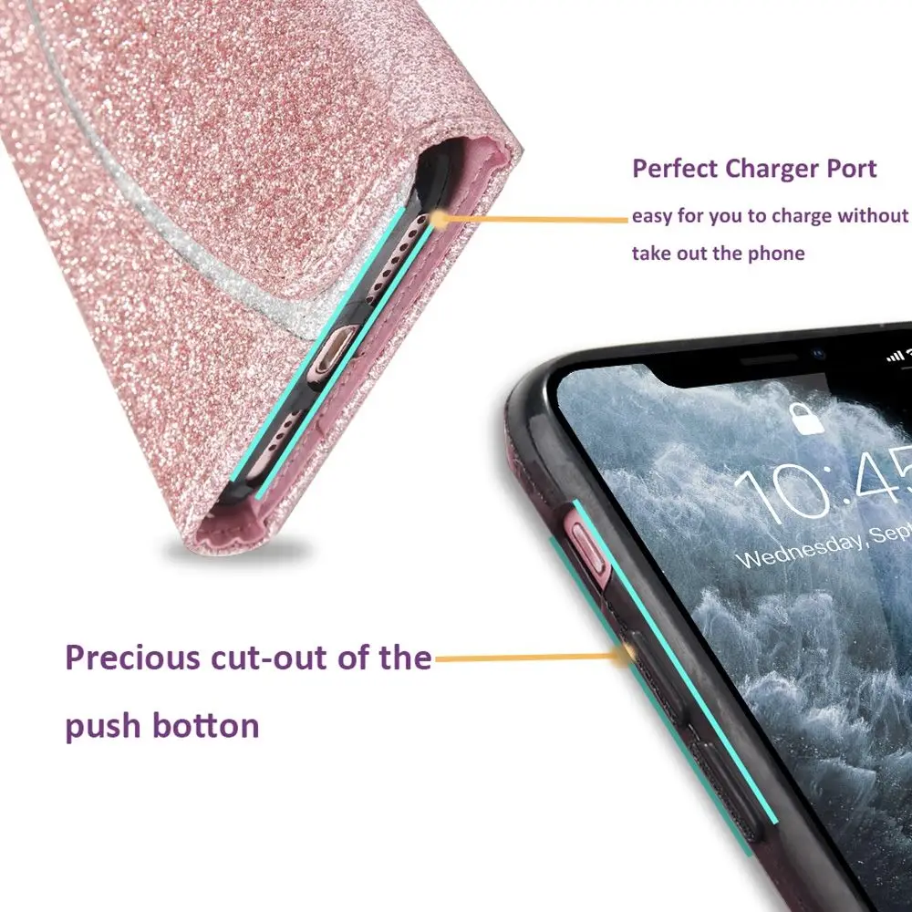 Роскошный кожаный чехол-бумажник LAPOPNUT для IPhone 11 Pro Max X Xr XS блестящий Блестящий