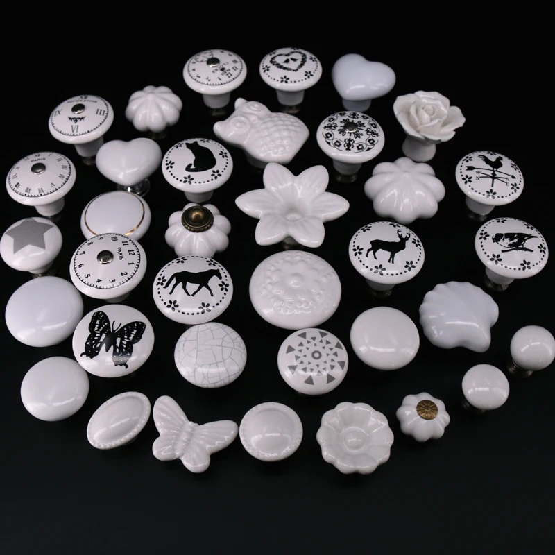 1x Классический белый фарфор/керамика выдвижная ручка двери шкафа буфета|Ручки