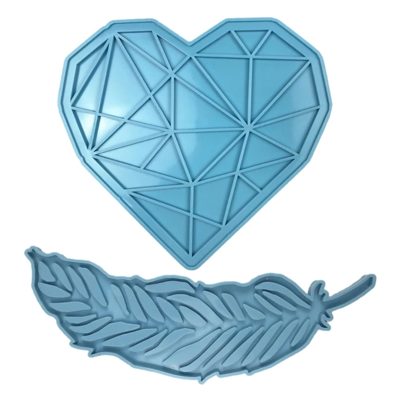 

DIY Crafts Love Heart Tray Pad Feather Plates Epoxy Resin Mold Silicone Mould
