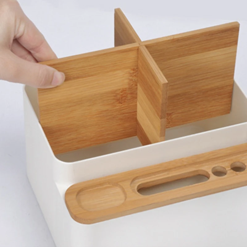 

B2RD Table Storage Box Stationery Organizer Detachable Desktop Remote Control Holder Pencil Pen Makeup Box for Home Office