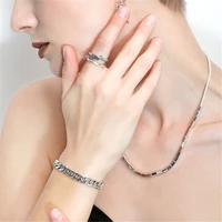 s925 silver female jewelry simple hip hop couple tank chain heavy industry mens and womens bracelets