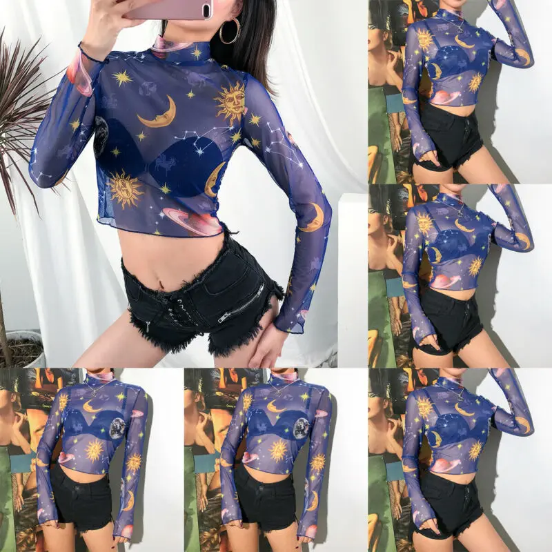 Летние женские сексуальные прозрачные топы для девушек Клубная одежда блузка с