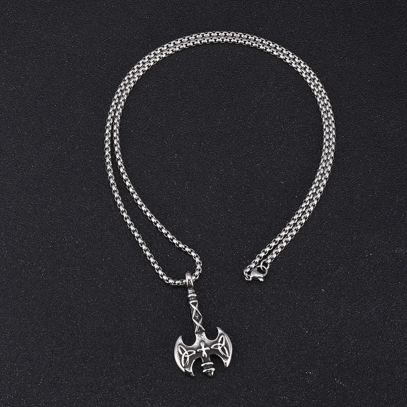 Винтажный серебряный декоративный узор из нержавеющей стали топор