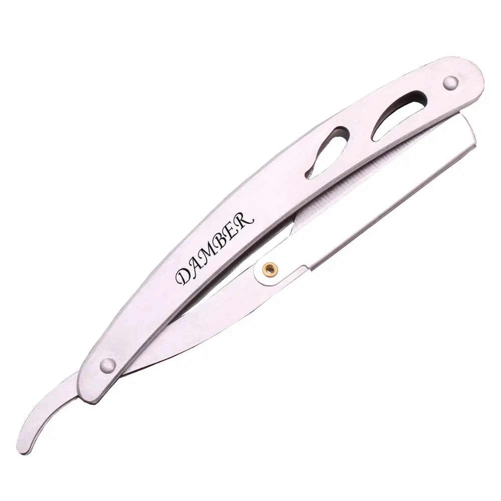 50Pcs 14*2cm Body Razors Professional Barber Edge Steel Folding Shaving Knife Hair Removal Tools Shaving Razor + Blade 6102
