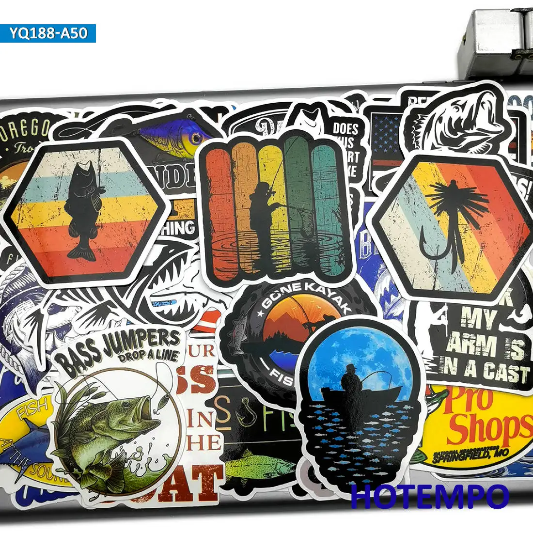 50 шт. на открытом воздухе в рыбацком стиле ловить рыбу модные наклейки с дизайном