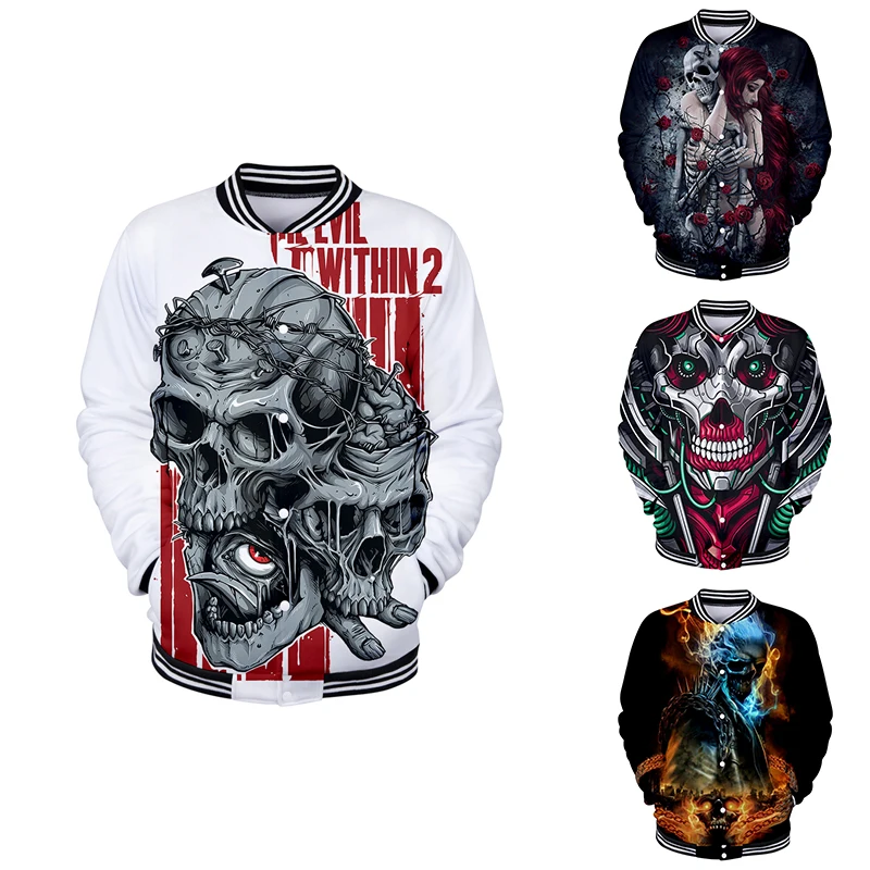 

Skull Funny 3d Baseball Jacket Coat Costume Print Fashion Men Women Hoodie Sweatshirts Long Sleeve Homme 3D Hoodies Jackets Tops