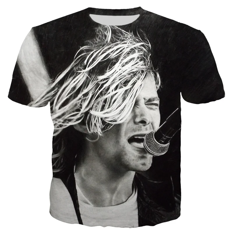 

HX Men T Shirts Kurt Donald Cobain Printing Clothing 3D Women Tee Shirt Harajuku Style Streetwear Fashion Wild Tops