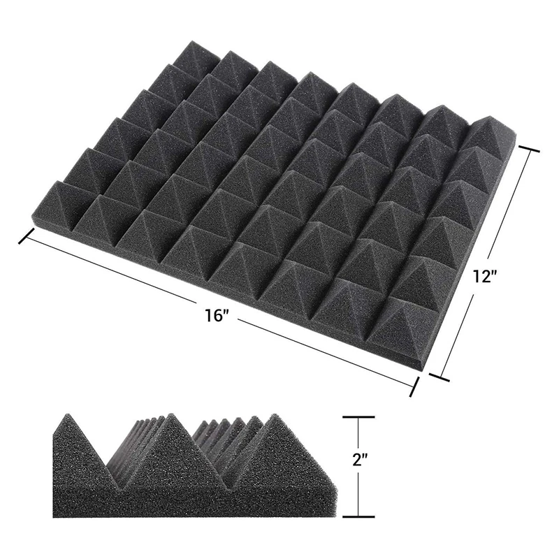 24 Pcs Acoustic Foam Panels Sound Absorbing Dampening Wall Pyramid 2 Inch Treatment 40X30X5 cm Promotion | Строительство и ремонт