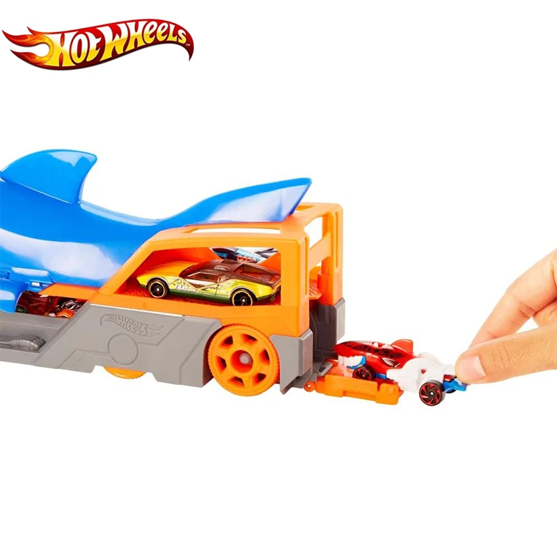 How Wheels Shark Chomp Transporter Playset мультиавтомобильный трек с машинной игрушкой синяя рыба