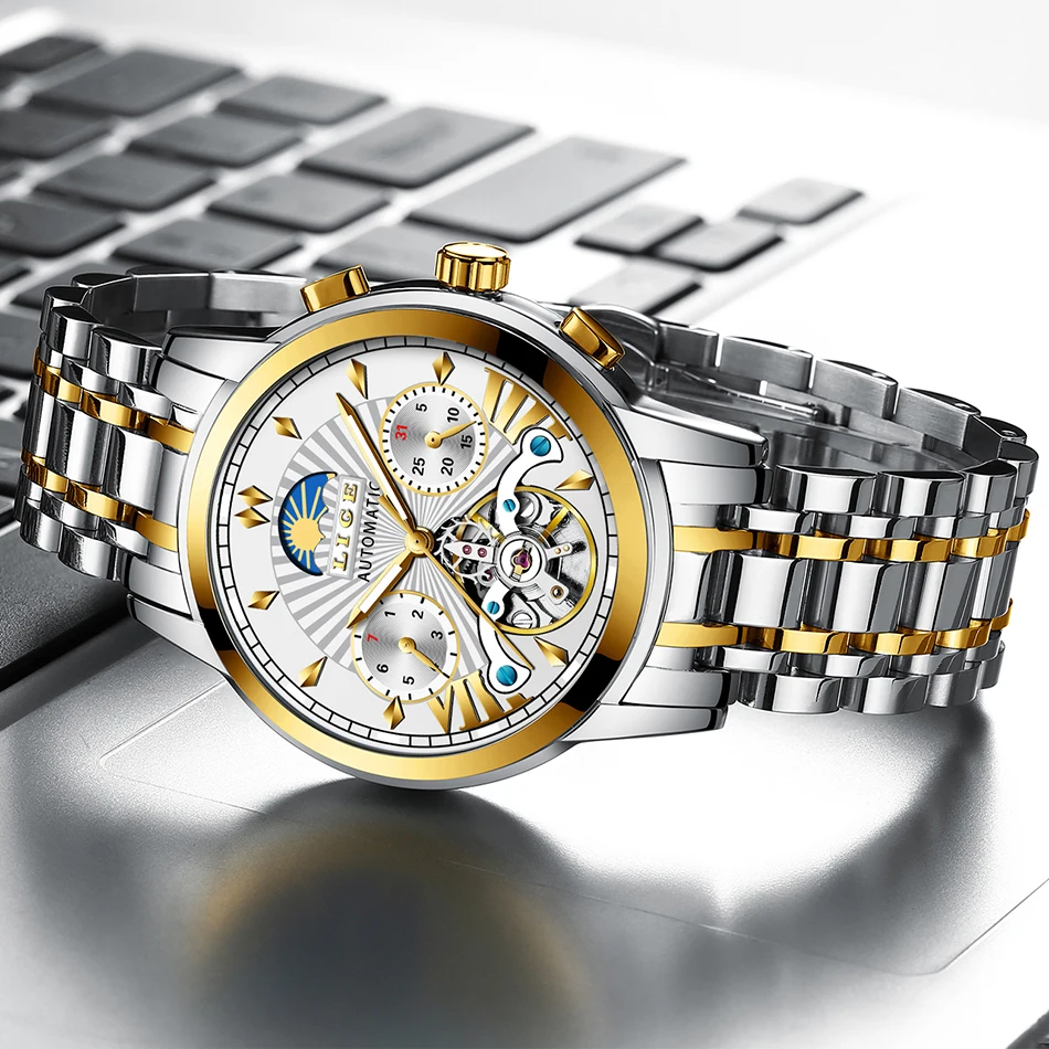 Montre Homme LIGE мужские s часы Топ люксовый бренд мода Tourbillon автоматические механические часы мужские водонепроницаемые часы со скелетом
