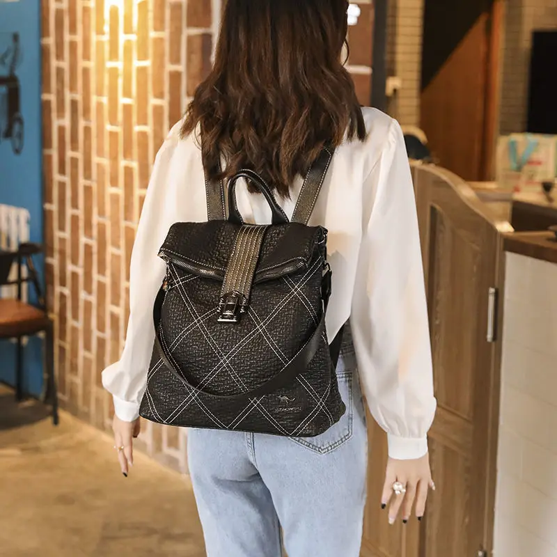

Backpack Women's Backpack 2021 new fashion trend large volume soft leather bag bag versatile simple travel student backpack