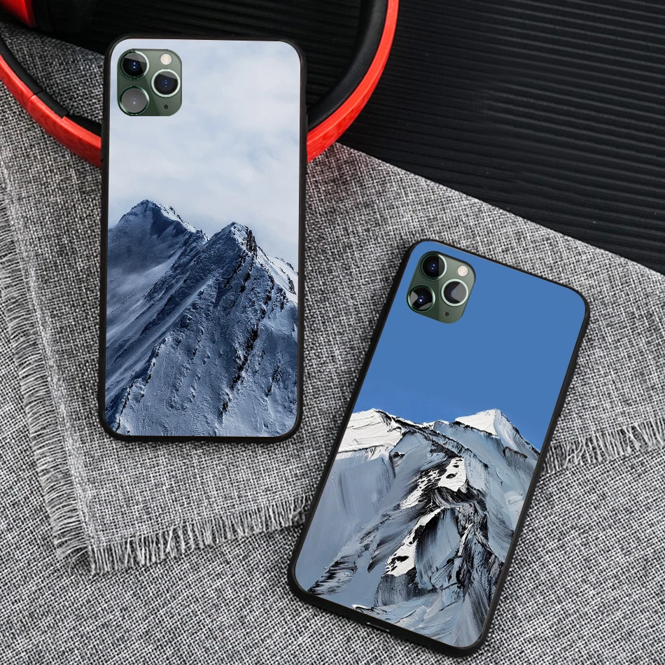 snow mountain landscape view natural scenery soft silicone phone case cover shell for iphone 6 6s 7 8 plus x xr xs 11 pro max free global shipping