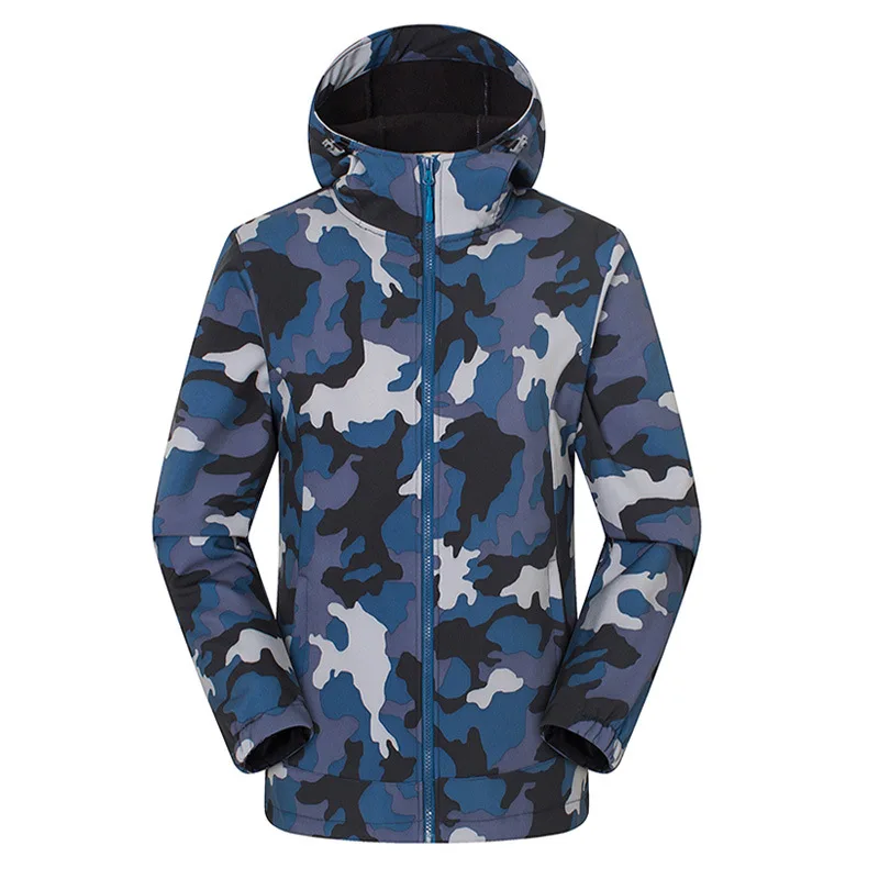 Camouflage Blue Водонепроницаемые сноубордические куртки мужские зимний ветрозащитный Теплый Камуфляж лыжная куртка дышащая флисовая походная куртка - Цвет: Camouflage Blue